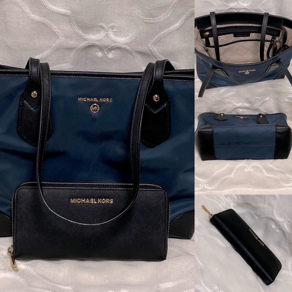 Michael Kors nylon navy tote only.